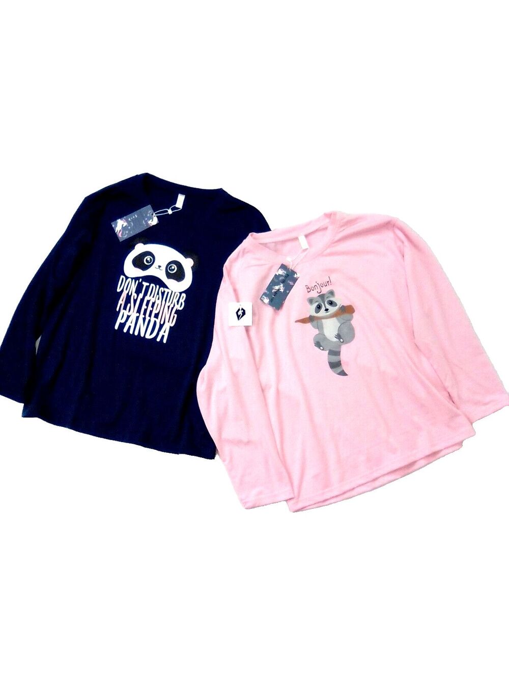 Set of 2 Vopmocld Girl's Cartoon Panda Pajamas Raccoon Long Sleeve Set Size L